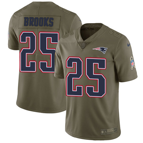 Nike Patriots #25 Terrence Brooks Olive Youth Stitched NFL Limited 2017 Salute to Service Jersey